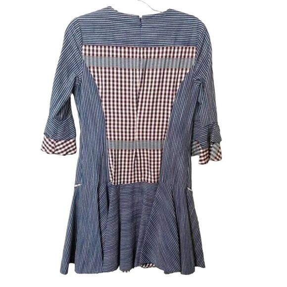 Badgley Mischka Collection Plaid & Striped Combo Flounce Plaid Day Dress Size 4 - Picture 9 of 11